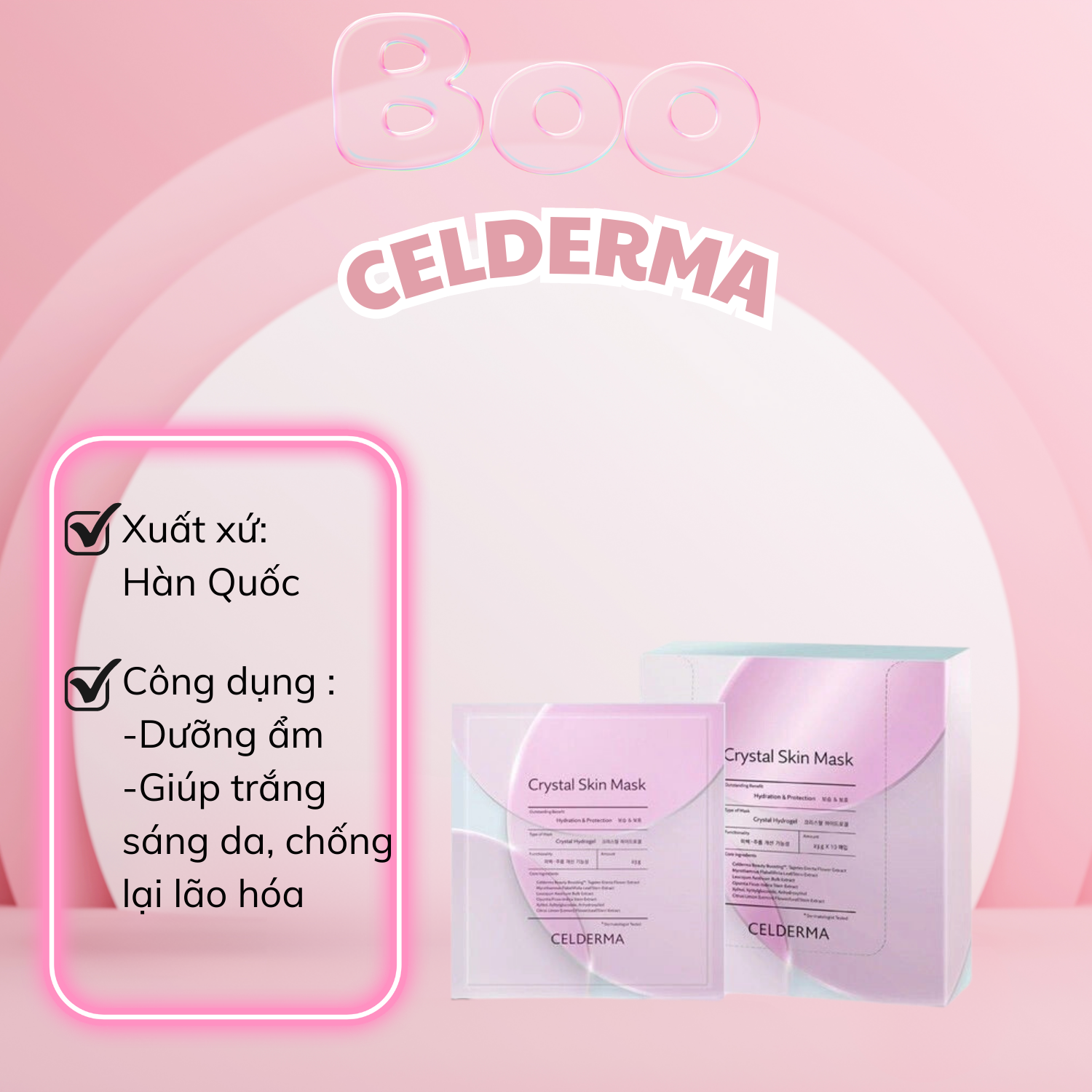 [HCM]Mặt Nạ Thạch Anh Hàn Quốc ( Celderma Crystal Skin Mask ) Full hộp 10 miếng