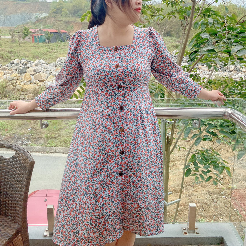 Đầm hoa Bigsize dài tay dáng dài ChubbyBigsize