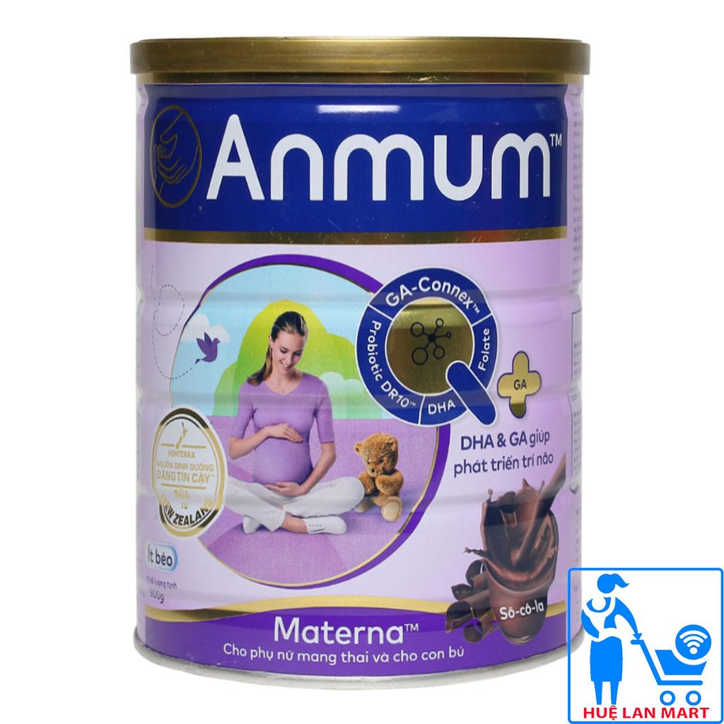 Sữa Bột Anmum Materna Hương Sô-cô-la Hộp 800g Ít béo, Cho phụ nữ mang thai