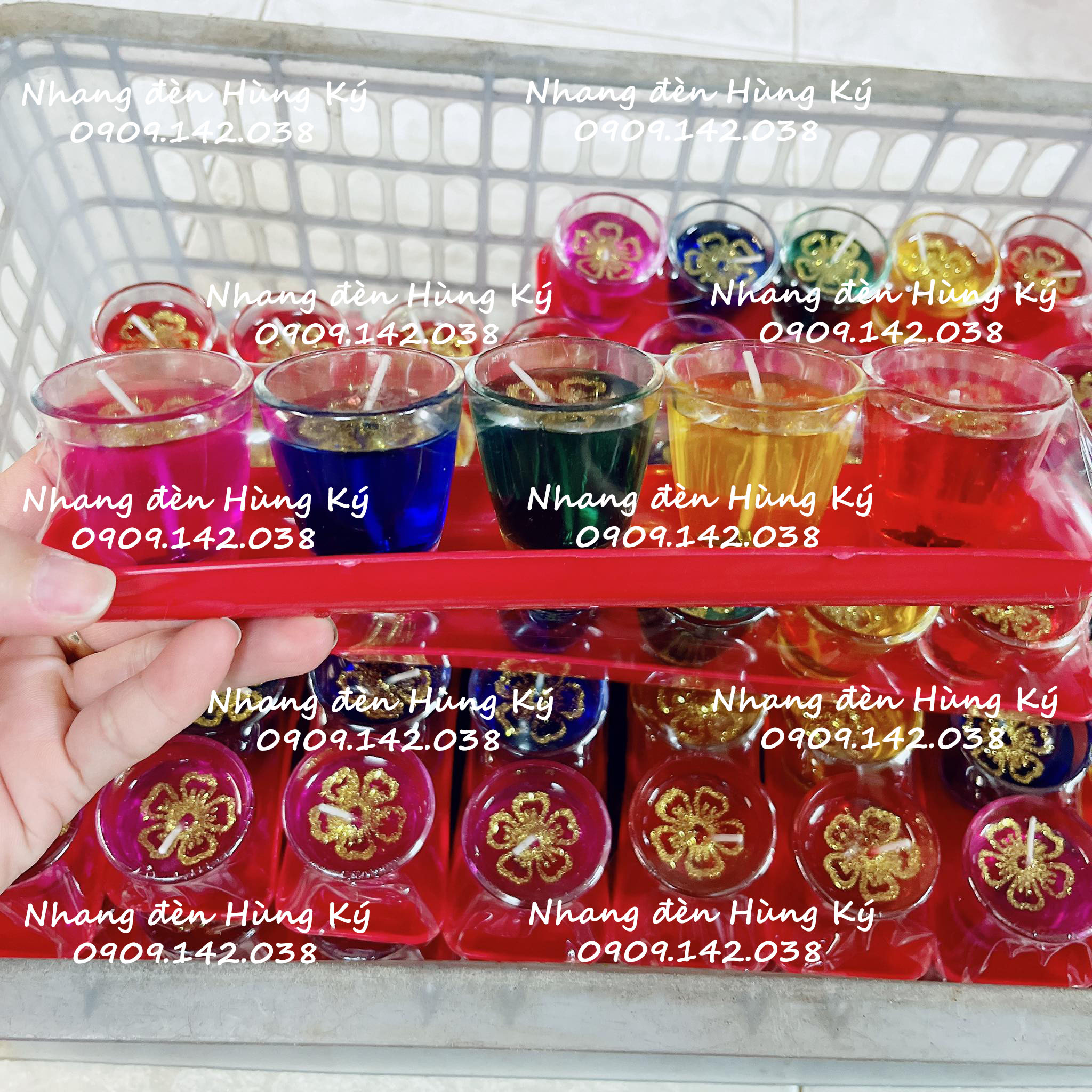 Đèn ly 5 màu cúng thần tài