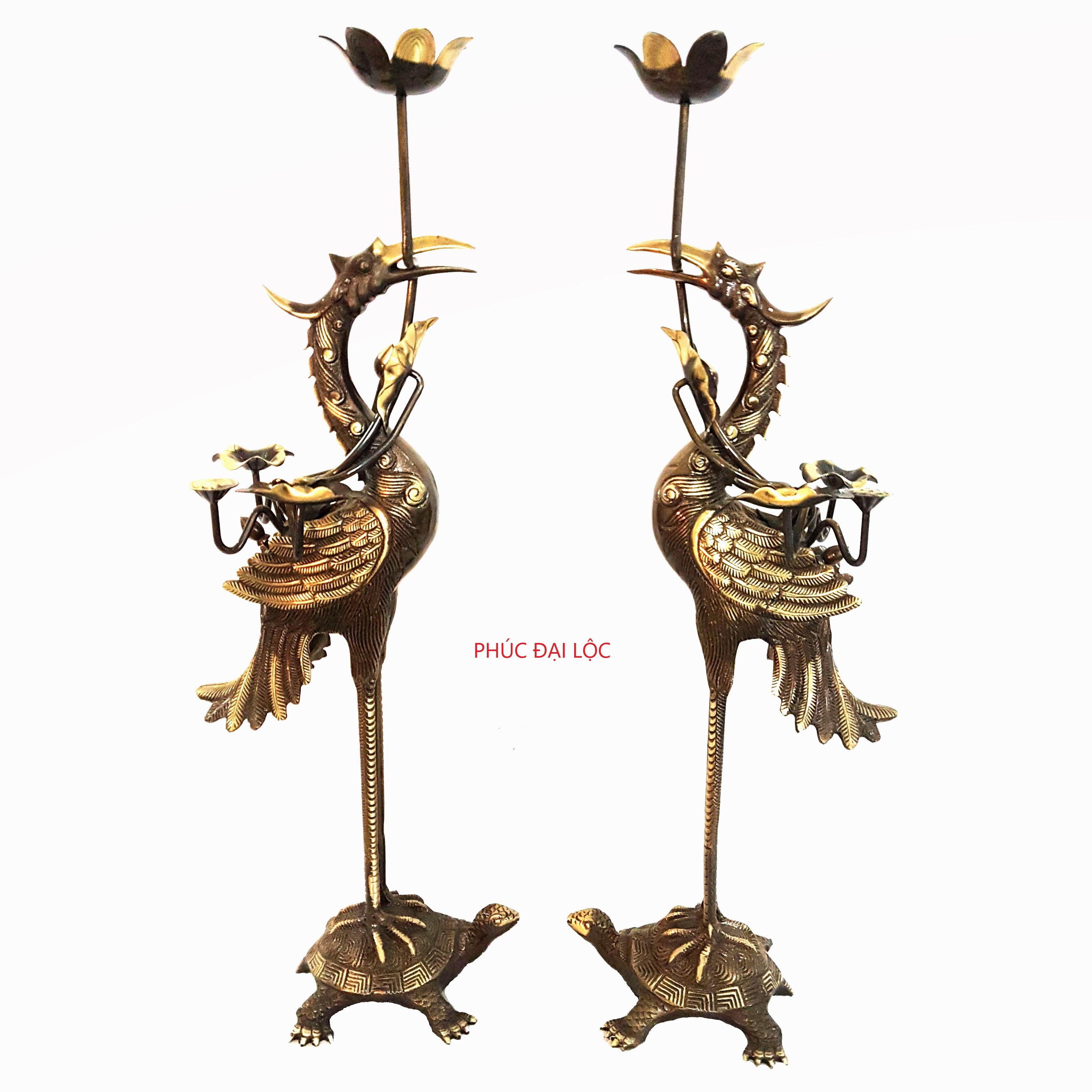 Đôi hạc cánh sen chùm cao 45 cm 2 công nghệ 2 màu