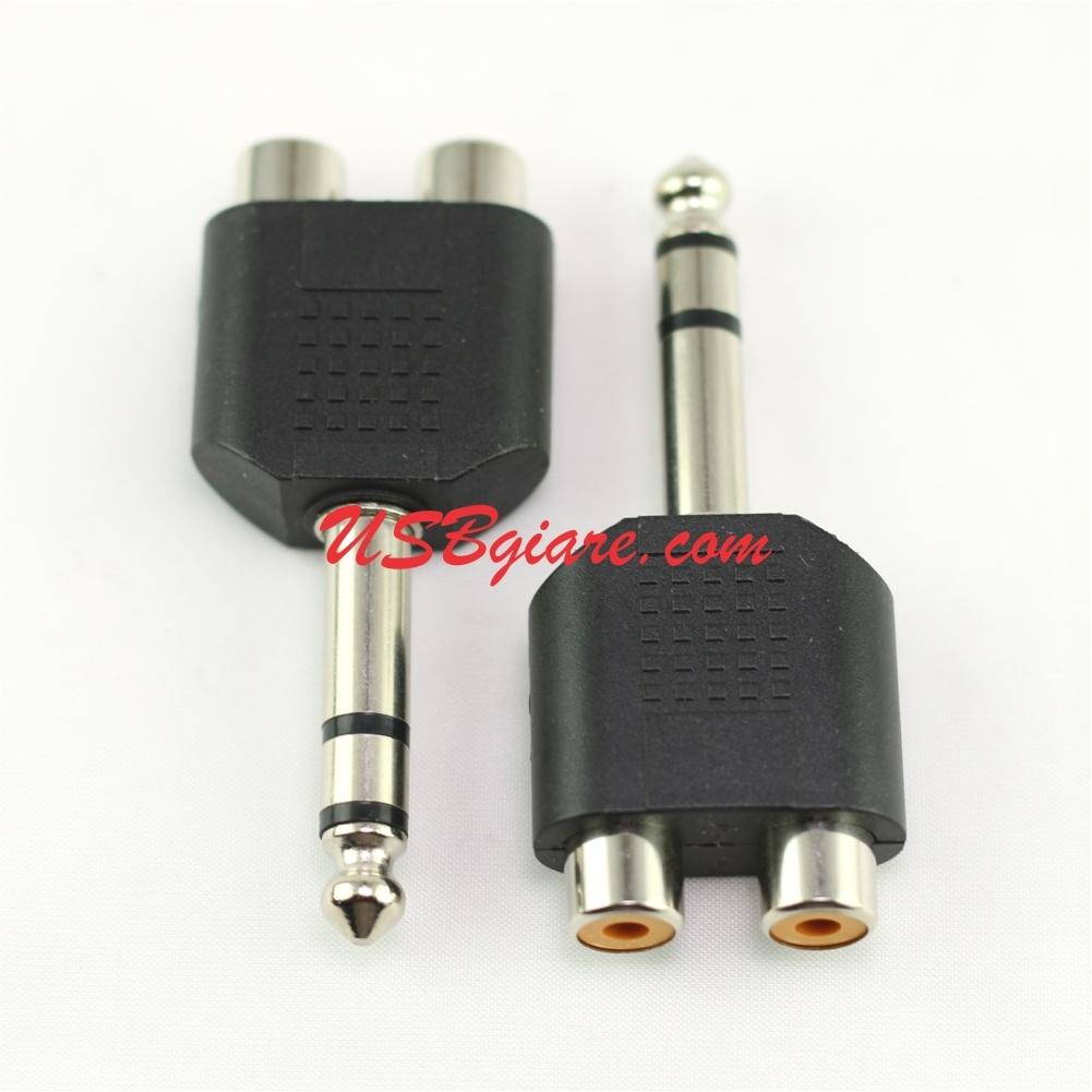 COMBO 2 Đầu chuyển JACK 6.5 ly ra 2 bông sen cái RCA