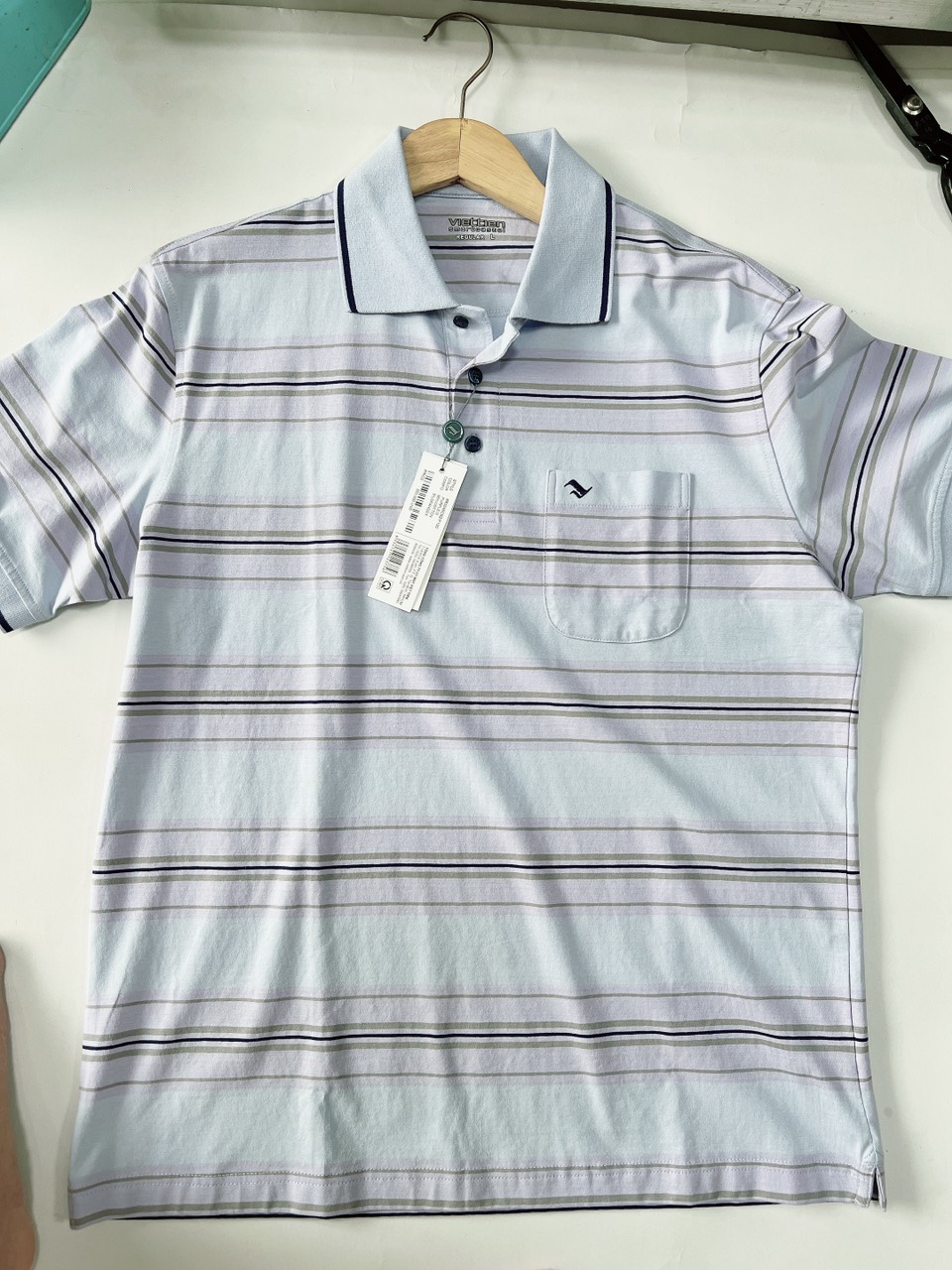 Áo thun sọc cotton việt tiến mịn, mát mã 6r3246 giá 650k