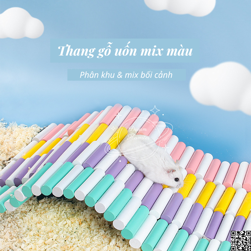Thang gỗ uốn nhiều màu cho hamster