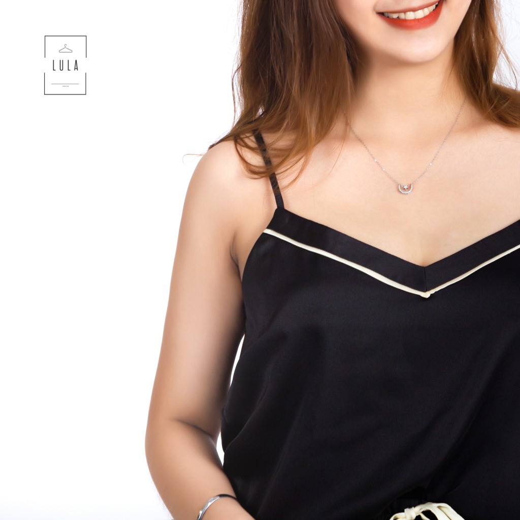Bộ ngủ lụa 2 dây, đồ ngủ 2 dây lụa cao cấp không nhăn nhàu