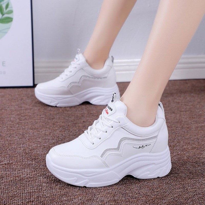 Giày trắng nữ độn đế tăng chiều cao 8cm