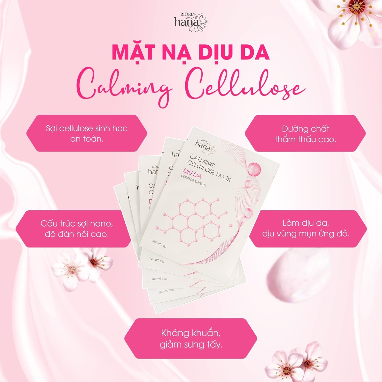 17.	(Miếng Rời) Mặt Nạ Sinh Học Cao Cấp RIORI - CELLULOSE MASK 30g