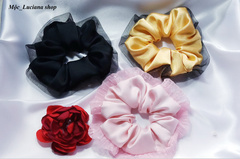 [HCM] ĐỒ CỘT TÓC LỤA SATIN PHỐI LƯỚI, ĐỒ CỘT TÓC ĐỘC ĐÁO ĐỒ CỘT TÓC ĐẸP CHO TÓC NHẠY CẢM