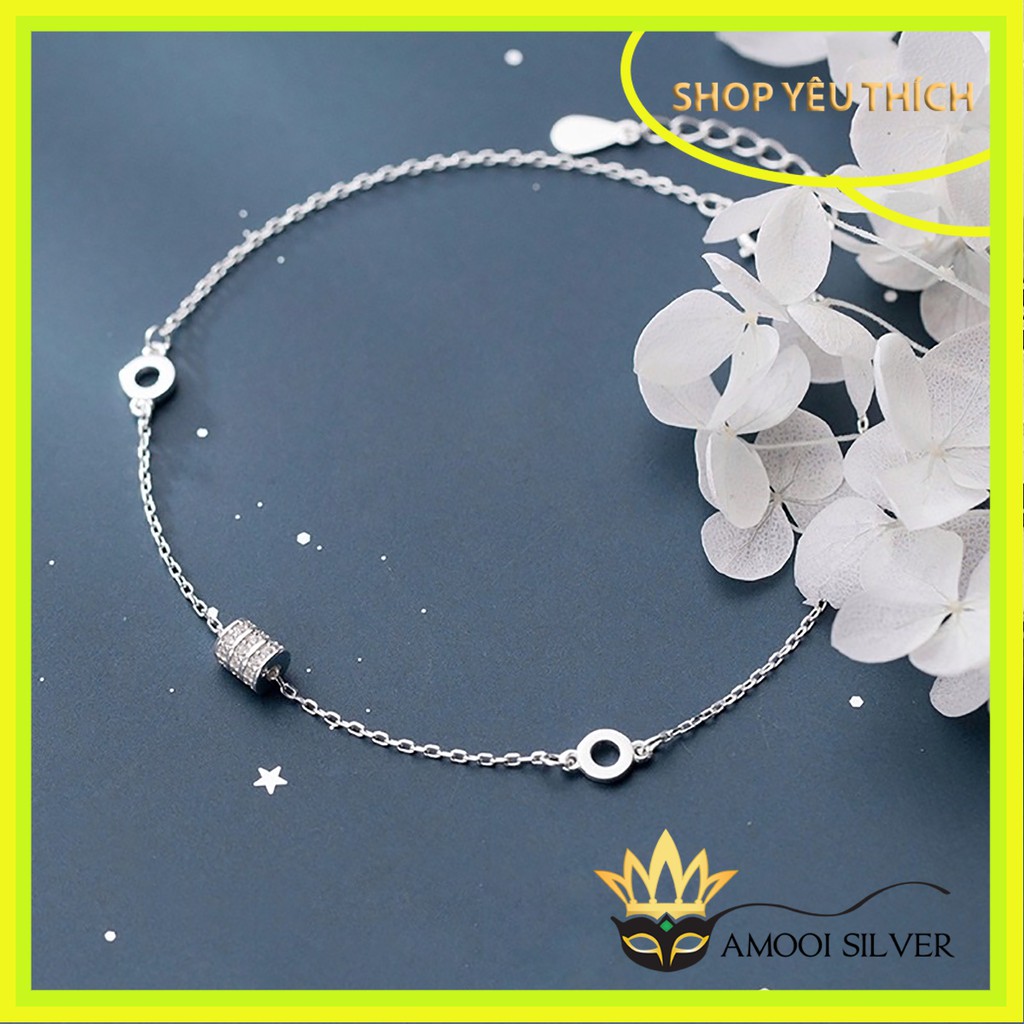 Lắc chân bạc S925 trụ nạm đá - Amooi Silver AC07