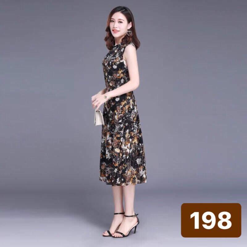 Đầm xòe hoa sát nách
