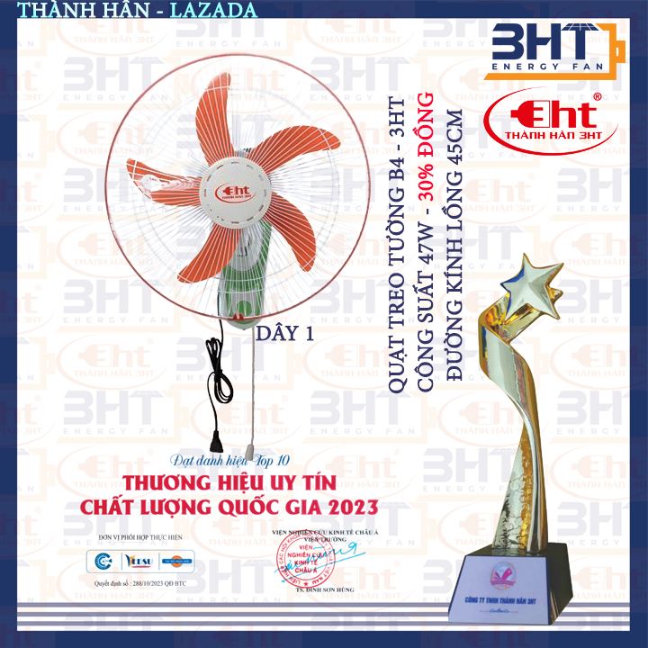 QUẠT TREO TƯỜNG - 3HT FAN - BH 12 THÁNG.