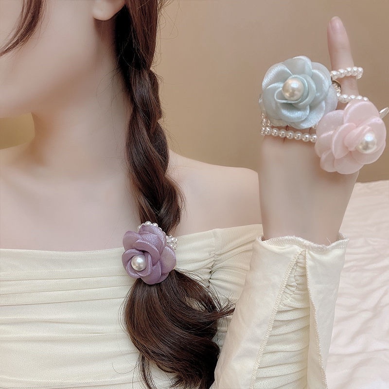Dây cột tóc hình bông hoa đính ngọc sang trọng