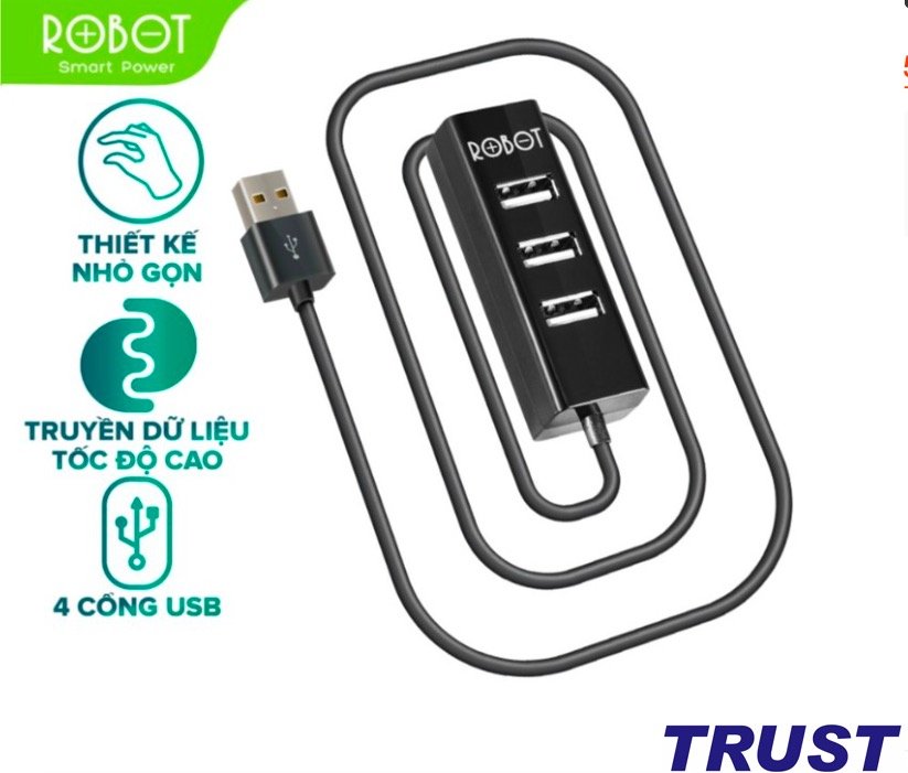 Bộ chia USB HUB 4 cổng ROBOT H140-80 dài 80cm đa năng truyền dữ liệu tốc độ cao ổn định - HÀNG CHÍNH HÃNG