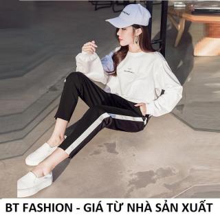 Quần Dài Nữ Thun Phom Rộng Jogger Thể Thao Thời Trang Hàn Quốc - BT Fashion (TT14D-1 SỌC XUÔNG) thumbnail