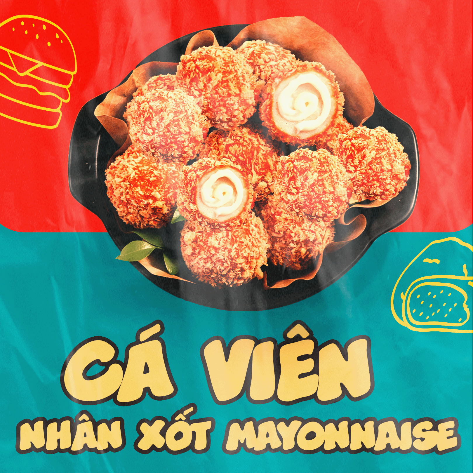 Cá Viên Nhân Xốt Mayonnaise Viên Cá Cam Gói 500gr - Thương Hiệu Đen Đỏ