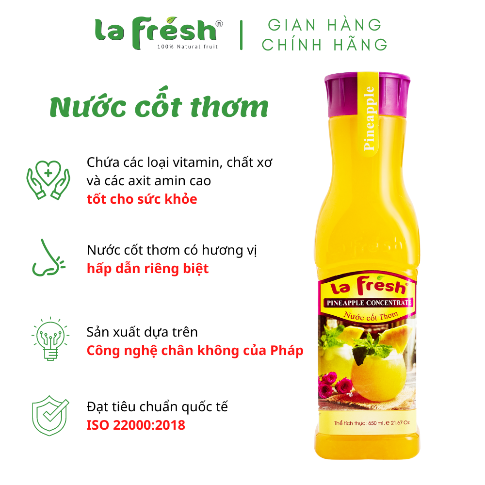[HCM]Nước Cốt Thơm Lafresh Đà Lạt 650ml