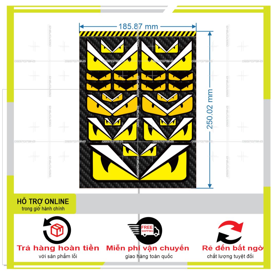 Logo sticker dán xe máy mắt fendi m29
