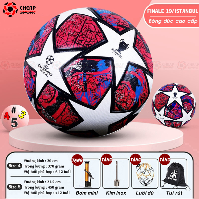 Quả Bóng Đá  Số 3 4 5, Trái Banh Champions League Cúp C1 World Cup Euro 2024 Đủ Size Trẻ Em Người Lớn Thi Đấu Sân Cỏ Nhân Tạo Và Sân Cỏ Tự Nhiên (Bóng Dán Đúc Cao Cao Cấp)