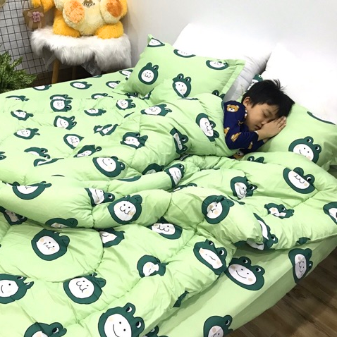 Set 4 Chăn Phao Cotton Poly  ẾCH XANH đáng yêu,dễ thương