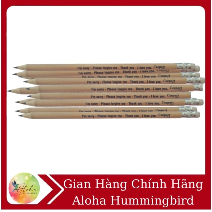 Bút chì thanh tẩy ceeport có 4 câu hooponopono Aloha Hummingbird