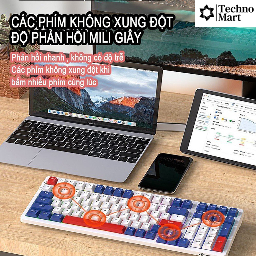 Bàn Phím Cơ Ziyou K98 SMART TECH - Bàn Phím Có Dây/ Không Dây Cao Cấp Hotswap - 3 Chế Độ Kết Nối - LED RGB Cao Cấp