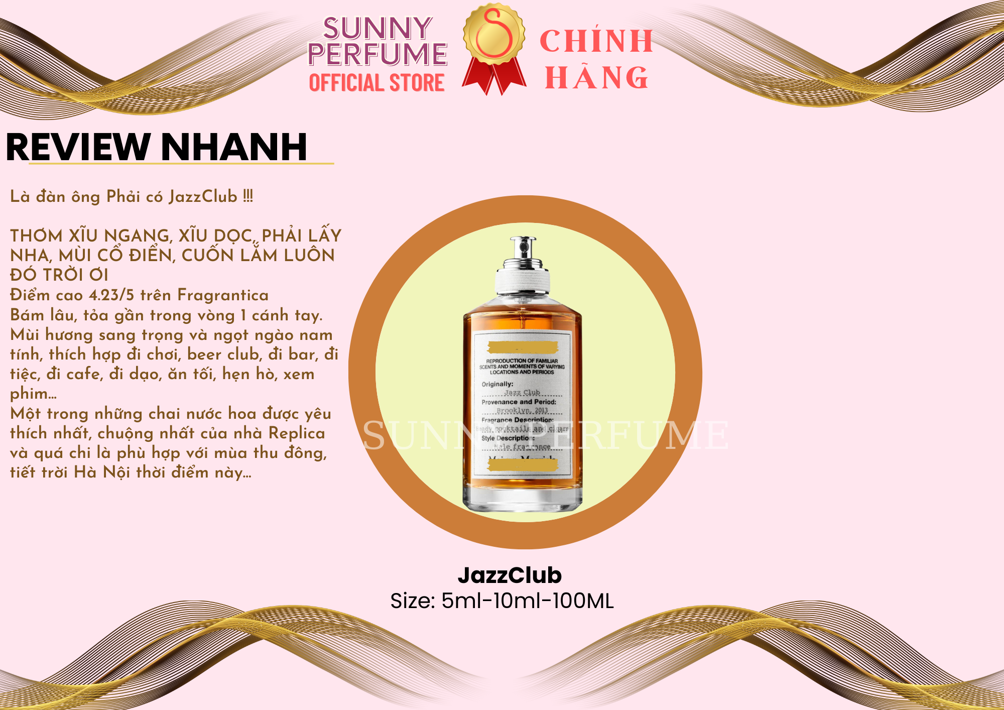 Nước hoa nam Jazz Club dùng thử chai 10ml 5ml