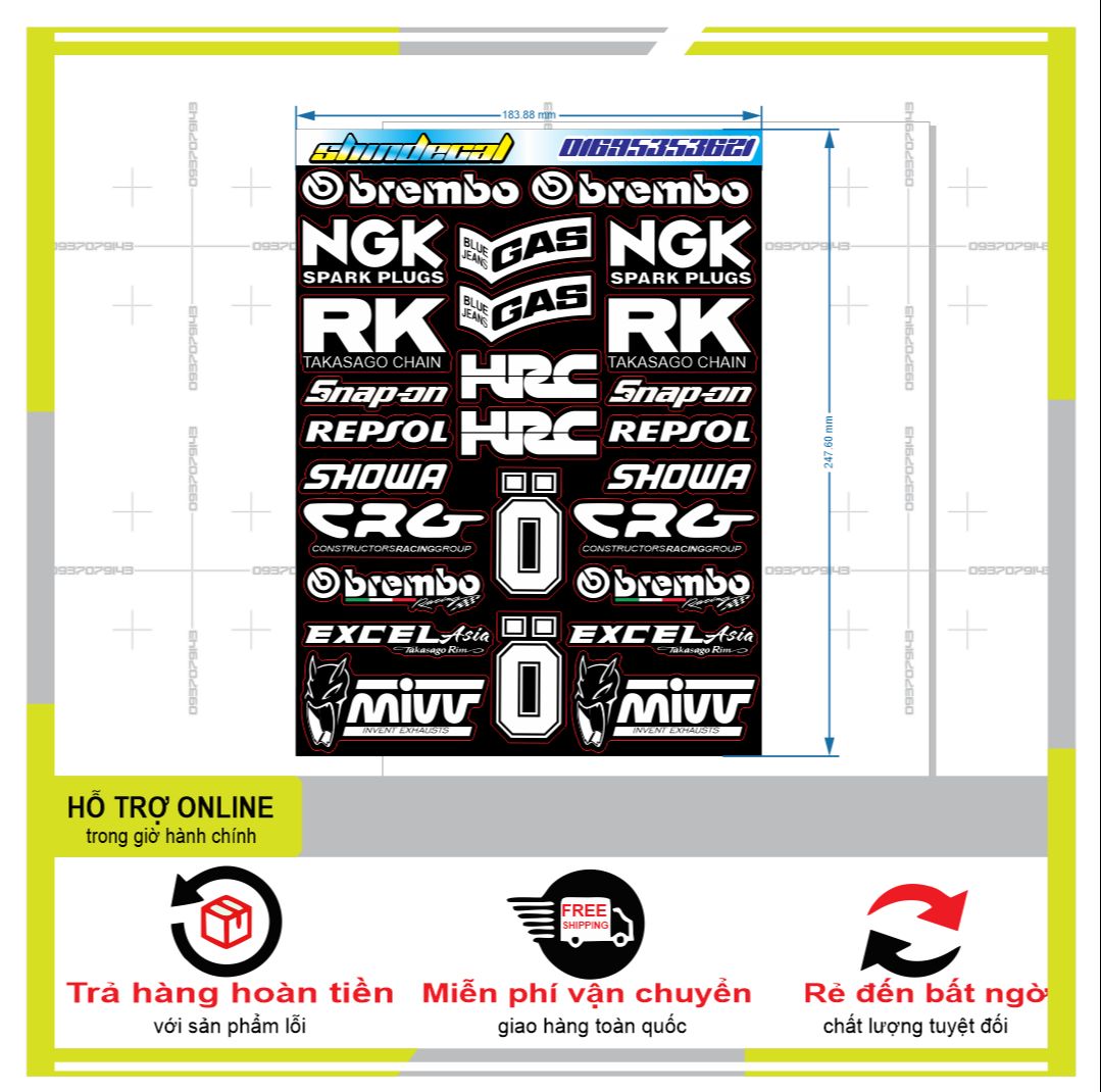 26 LOGO STICKER TRẮNG ĐEN 06  { PHỤNG DECAL }
