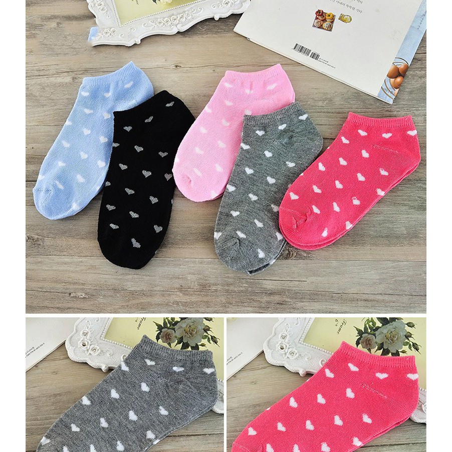 Bộ 5 đôi tất cổ ngắn hình trái tim