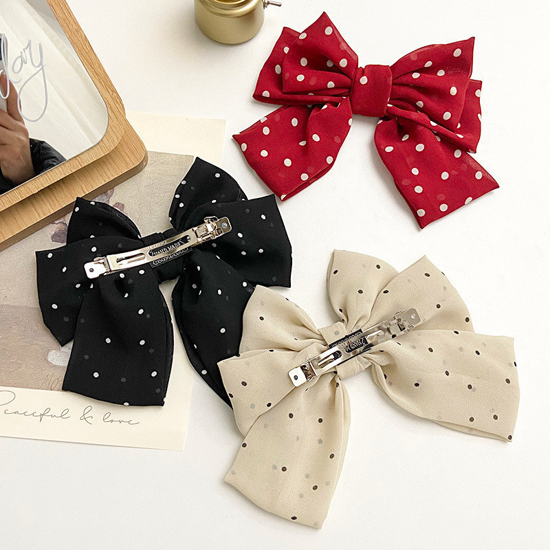 [HCM]Kẹp tóc nữ Phối thắt nơ Chấm bi CUTE - KAShop