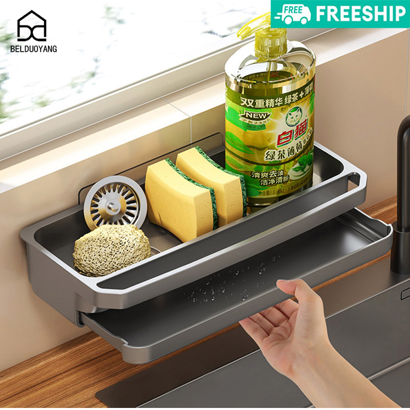 Kitchen sink rack household rag drain rack wall-mounted multifunctional sponge pool faucet storage artifact