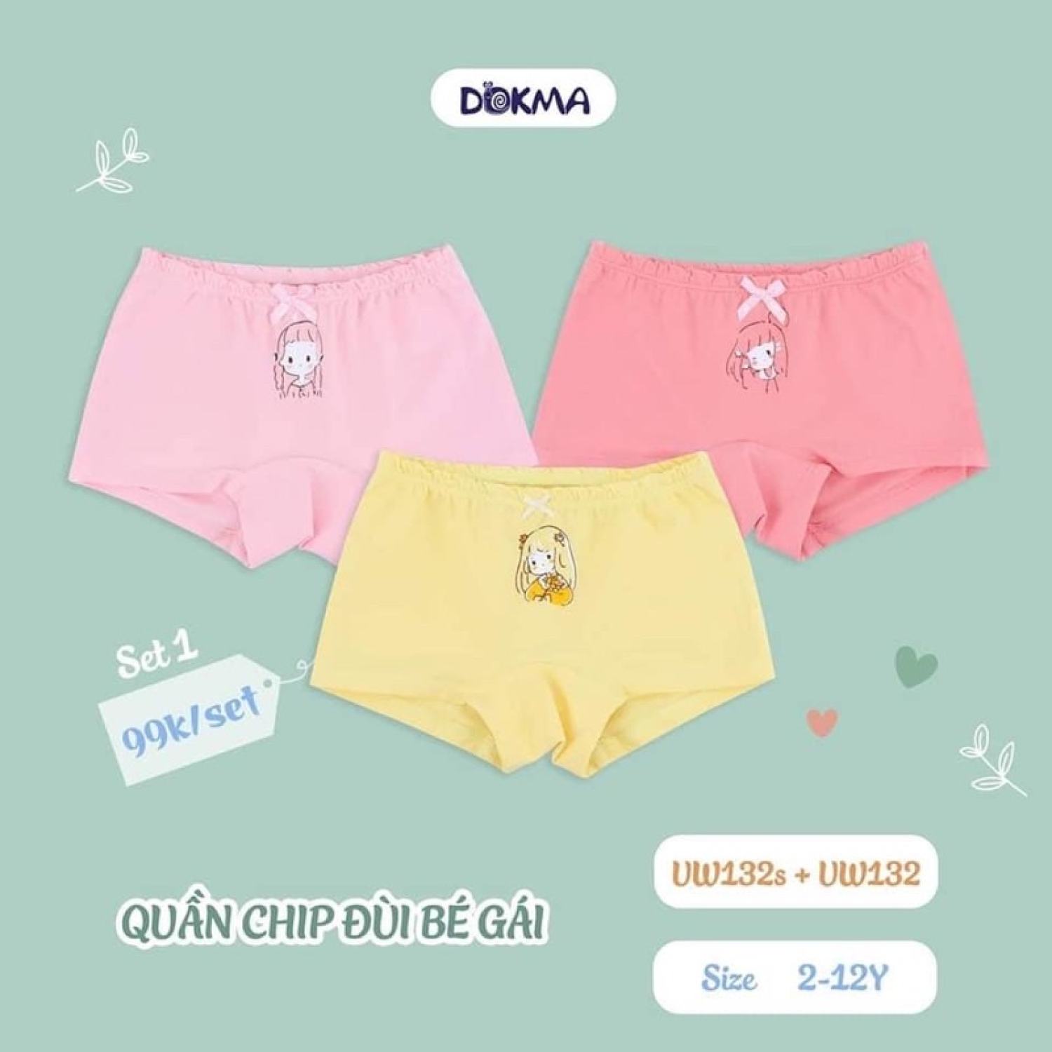 set 3 chíp đùi dokma cho bé siêu mềm (2-12 tuổi)