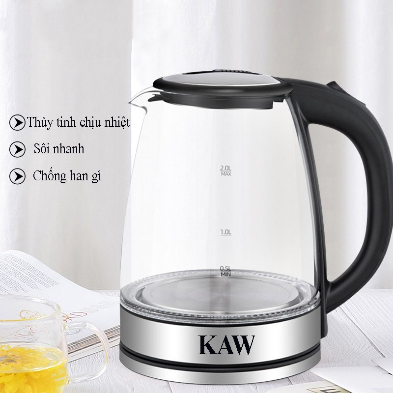 Bình Đun Nước Siêu Tốc - Ấm Đun Nước Siêu Tốc Thủy Tinh - Ấm Siêu Tốc - Bình Đun Siêu Tốc - Bình Siêu Tốc - Dung Tích 1.8L - Hàng Cao Cấp - Chất Liệu 100% Inox Độ Bền Cực Cao - Bảo Hành Toàn Quốc 12 Tháng.