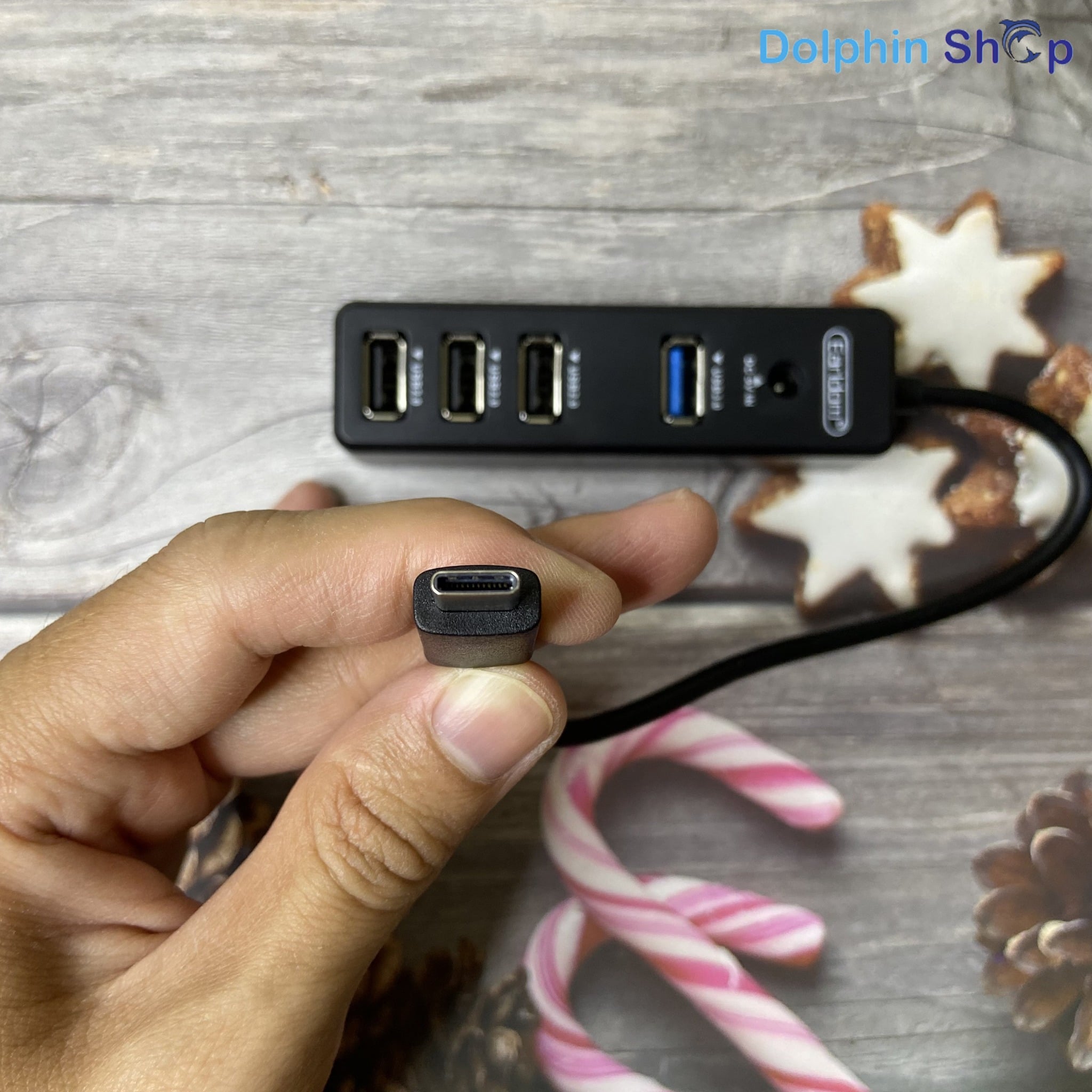 Hub Typec Chia 4 Cổng Usb Cho Laptop, Máy Tính Earldom HUB08 (Hỗ Trợ 3 Cổng USB 2.0 và 1 cổng USB 3.0)