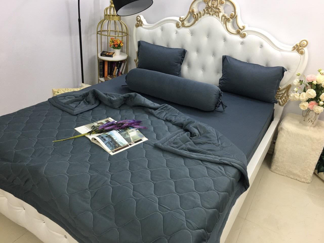 Bộ drap thun Hàn Quốc loại 1 có mền 5 món ( 1 drap + 1 chăn chần bông + 3 áo gối) đủ size