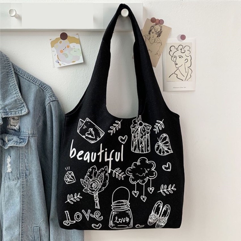 TOTE TÚI NHẬT CANVAS - Beautiful vừa A4