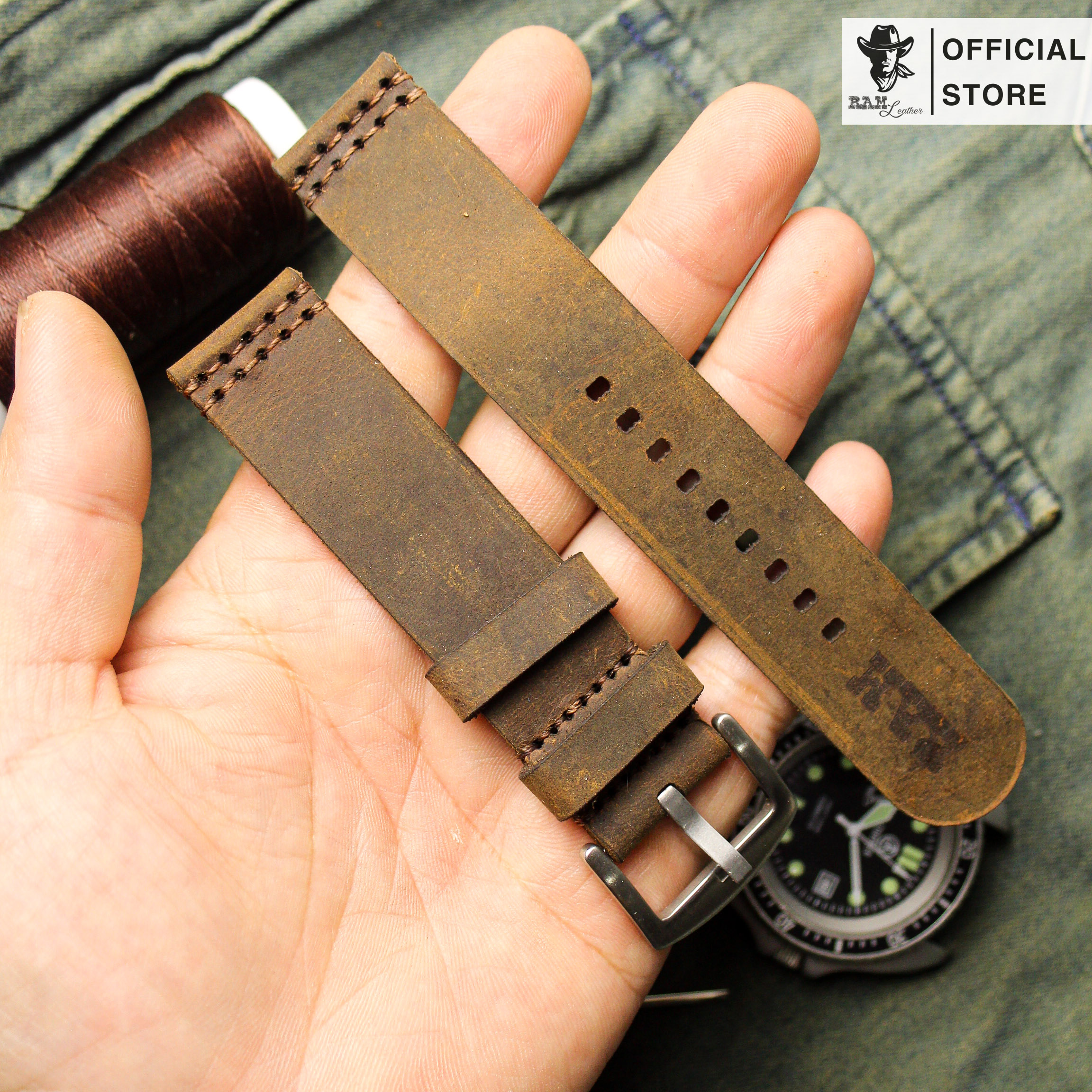 Dây da đồng hồ Siêu bền Da Bò Bản Bền Đẹp RAM Leather Simple 1
