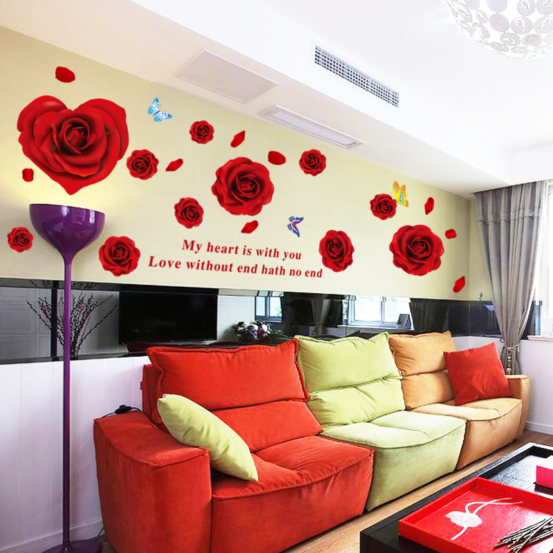 Red Rose Heart Wall Decal