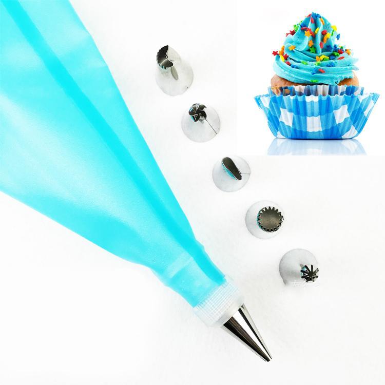 Bộ dụng cụ tạo hoa văn làm bánh,tạo hình hoa văn bánh kem với 7 đầu hoa văn inox và túi bắt silicone cao cấp