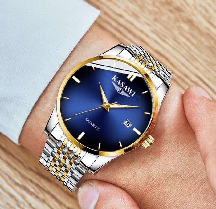 KASAWI - Đồng hồ nam K2020 không thấm nước, mặt kính tráng shapire chống xước tốt, có lịch xem ngày sang trọng , đồng hồ chạy 3 kim đồng hồ Phù hợp  cho các bạn nam đeo đi làm, đi học, dạo phố, xem phim, dự tiệc (FULL BOX)
