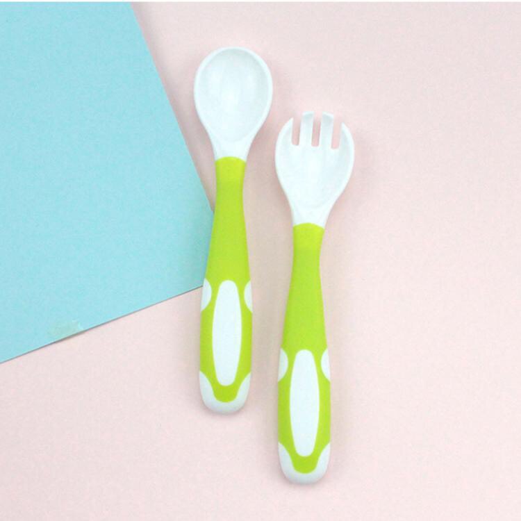 [HÀNG XUẤT] Bộ Thìa Dĩa Uốn Cong Tập Xúc Cho Bé