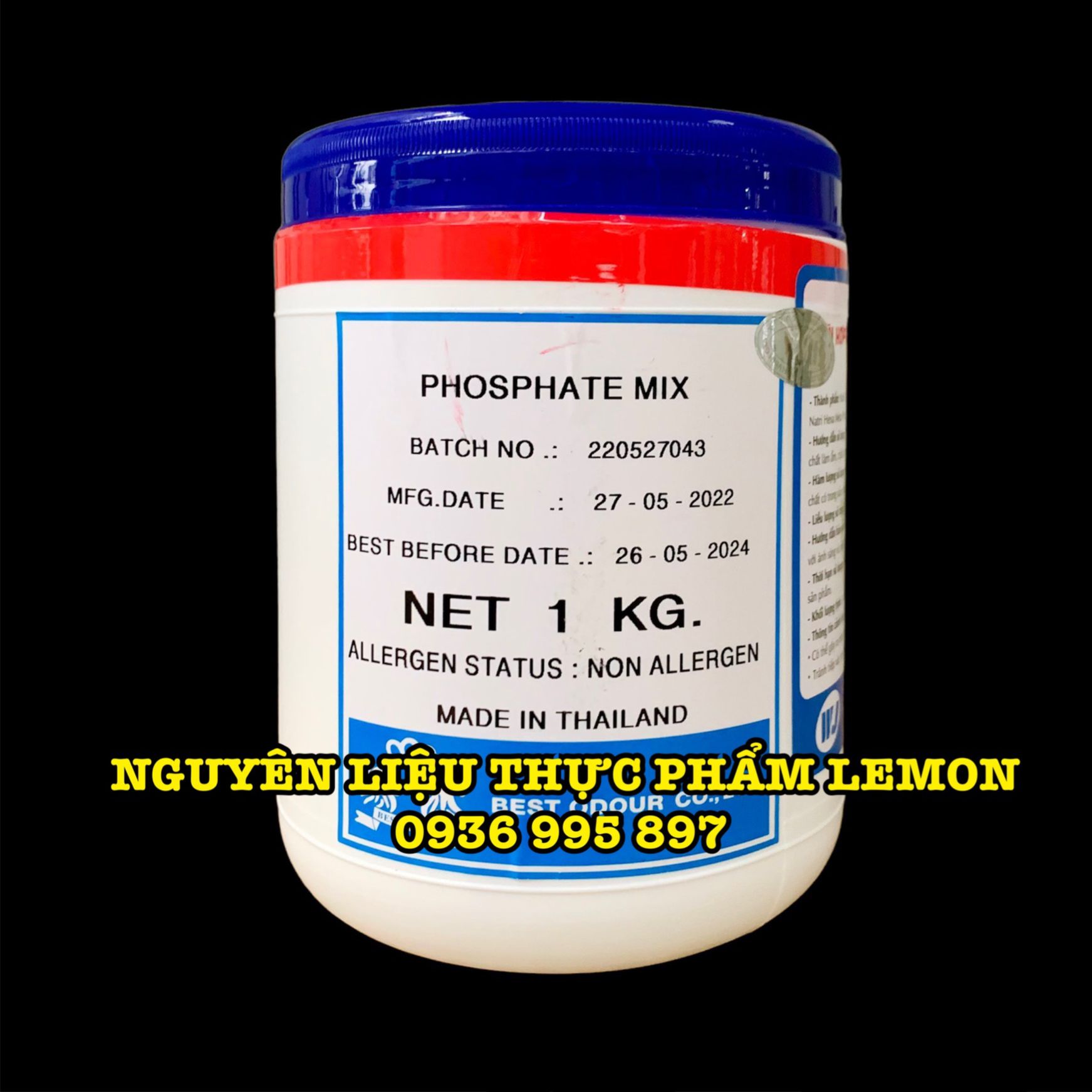Phụ gia giòn dai Phosphate Mix Thái Lan nắp xanh - Hộp 1KG