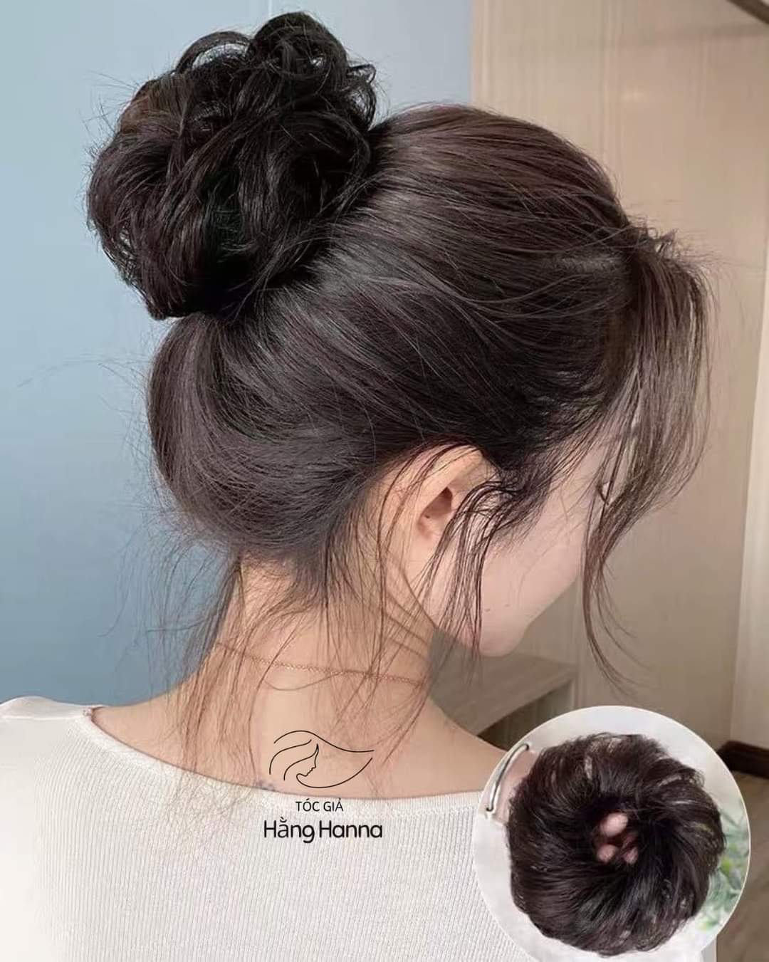 [ hàng loại 1, bao đẹp ] tóc giả nữ, tóc búi cột, tóc búi xoăn, tóc giả cho người trung niên