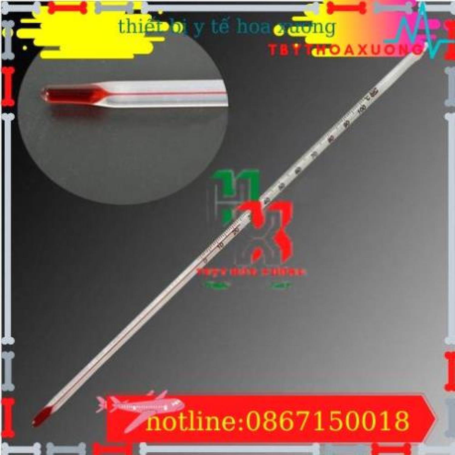 Nhiệt kế thuỷ ngân đo nhiệt độ nước 0-100 độ - cây đo nhiệt độ nước