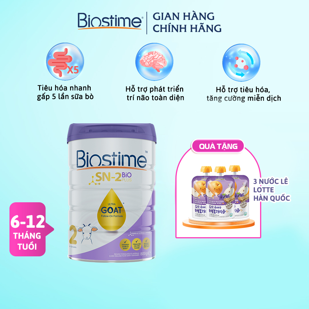 TẶNG VOUCHER + NƯỚC LÊ 150K Sữa Dê Biostime Ultra Goat số 2 cải thiện tiêu