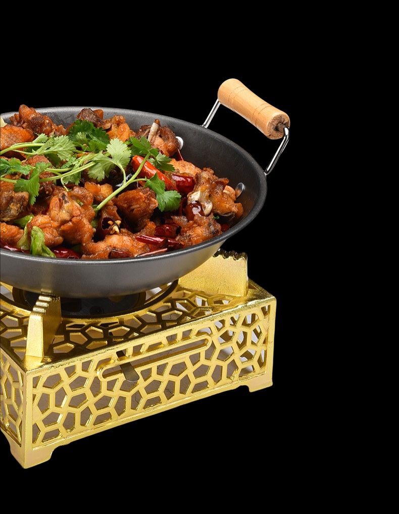 Bếp Cồn Gang Cao Cấp - Mạ Vàng [ Kích Thước : 7cm x 19cm ]