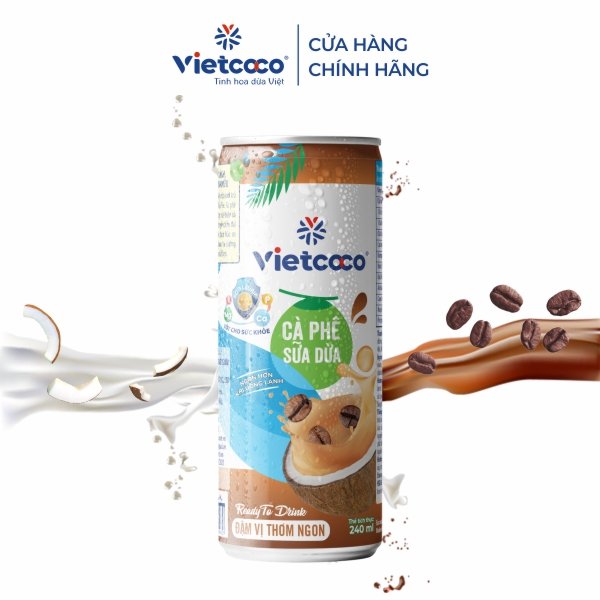 COMBO 6 CÀ PHÊ SỮA DỪA LON NHÔM VIETCOCO 240ML