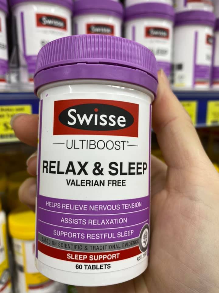 Swisse Relax & Sleep  giảm căng thẳng thần kinh, bồn chồn, hỗ trợ giấc ngủ tự nhiên.