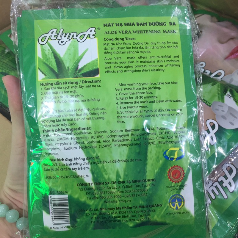 Combo 5 miếng mặt nạ dưỡng da nha đam Alyna