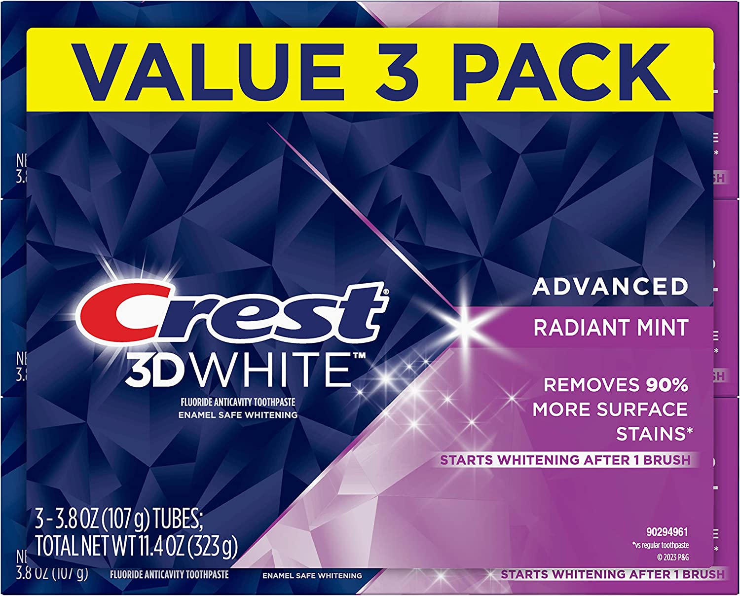 [Hàng Mỹ] Kem đánh răng trắng răng Crest 3D White Radiant Mint 107gr [dvcareshop]