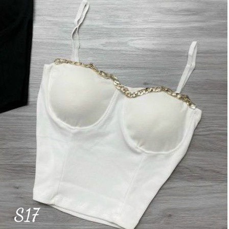 Áo 2 dây nữ mút ngực viền phối xích chất liệu thun lụa S17